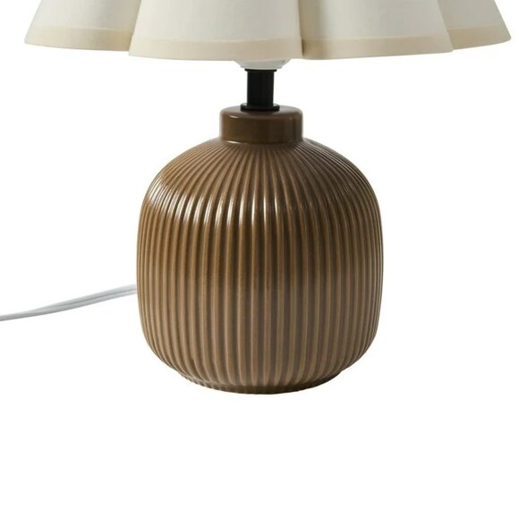 Home Decor Collection 12.5" Brown Ceramic Table Lamp Scalloped Shade - Picture 3 of 12